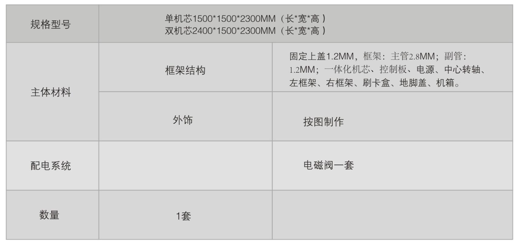 轉閘技術參數